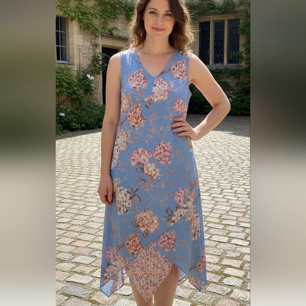 Chadwicks Floral Asymmetrical Pullover Women's Dress Size 8p